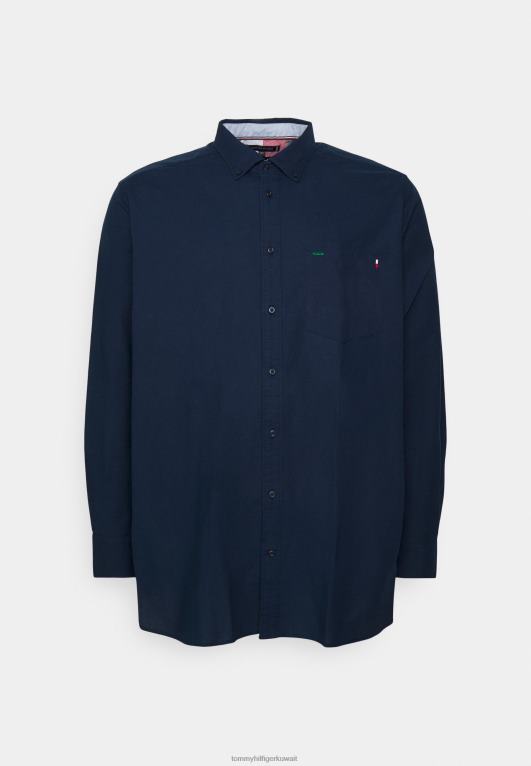 البحرية الكربونية Tommy Hilfiger قميص قميص أكسفورد الصلبة 446445829