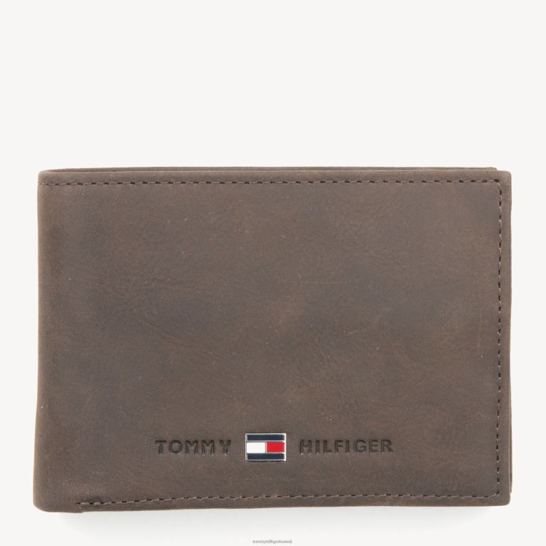 بني Tommy Hilfiger محفظة جونسون الجلدية الصغيرة 44644586