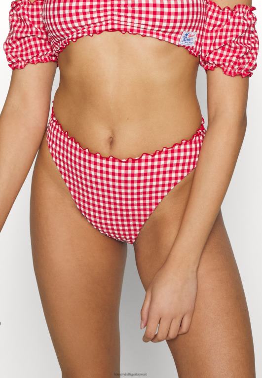 الأساسي أحمر/أبيض Tommy Hilfiger قطعة بيكيني سفلية عالية الساق 446445873