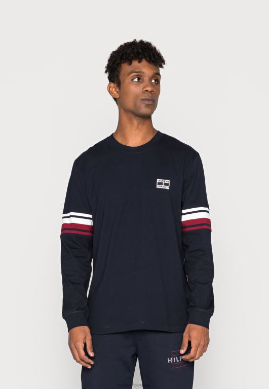 سماء الصحراء Tommy Hilfiger كم شريط تي شيرت كاجوال بأكمام طويلة 446445930