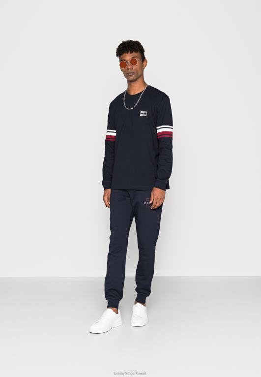 سماء الصحراء Tommy Hilfiger كم شريط تي شيرت كاجوال بأكمام طويلة 446445930