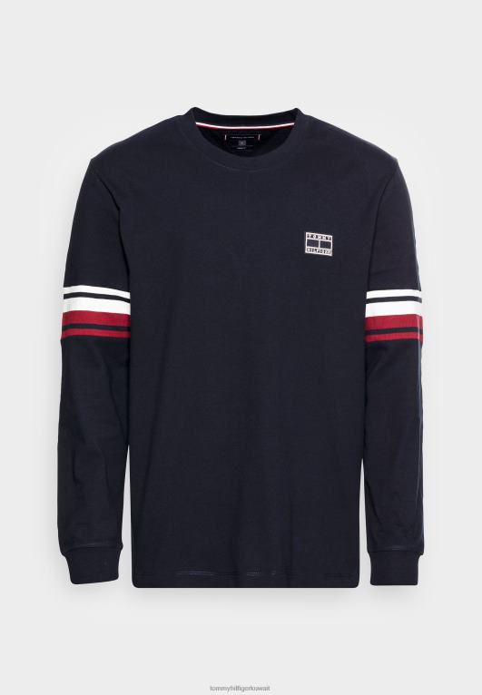 سماء الصحراء Tommy Hilfiger كم شريط تي شيرت كاجوال بأكمام طويلة 446445930