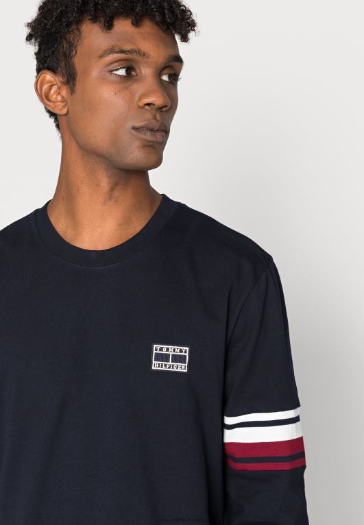 سماء الصحراء Tommy Hilfiger كم شريط تي شيرت كاجوال بأكمام طويلة 446445930