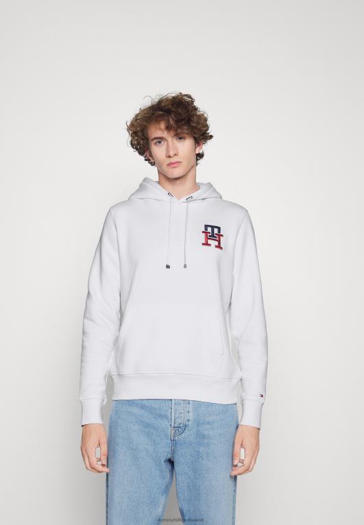 أبيض Tommy Hilfiger هوديي بغطاء رأس ومونوغرام أساسي 446445936