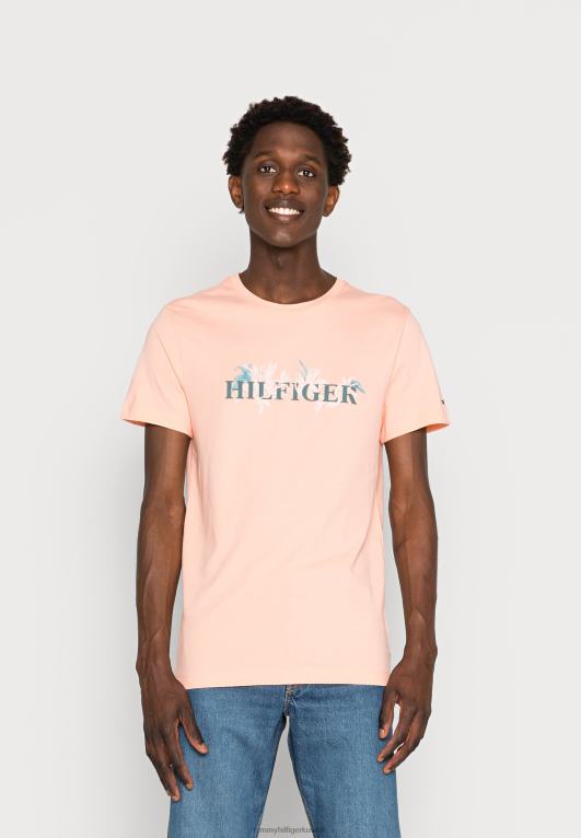 الخوخ غروب الشمس Tommy Hilfiger تي شيرت بطبعة النخيل 446445985