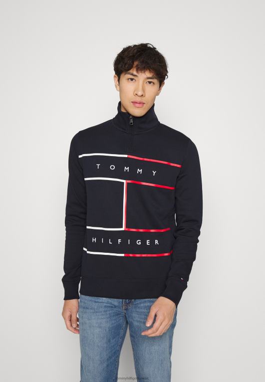 سماء الصحراء Tommy Hilfiger سويت شيرت بسحاب وهمي بعلم كبير 446446002