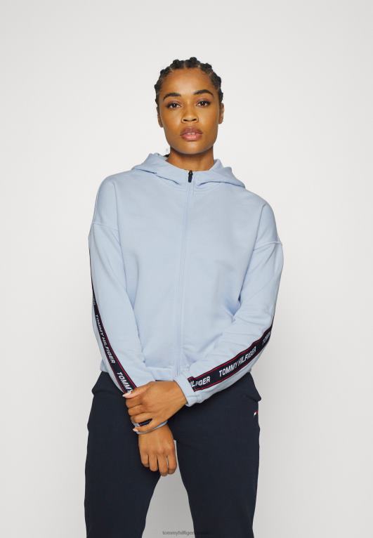 أزرق منسم Tommy Hilfiger سويت شيرت بشريط مريح بسحاب من خلال هوديي بسحاب 446446018