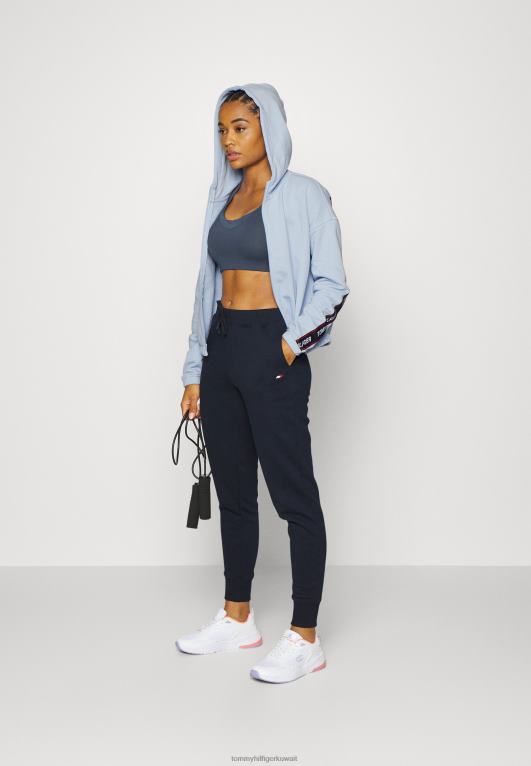 أزرق منسم Tommy Hilfiger سويت شيرت بشريط مريح بسحاب من خلال هوديي بسحاب 446446018