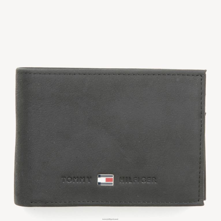 أسود Tommy Hilfiger محفظة جونسون الجلدية الصغيرة 44644602