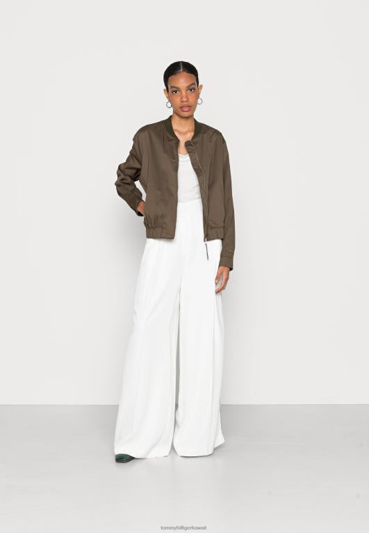 بيج فاتح Tommy Hilfiger أيقونات بنطال بشريط جانبي واسع الساق 446446023