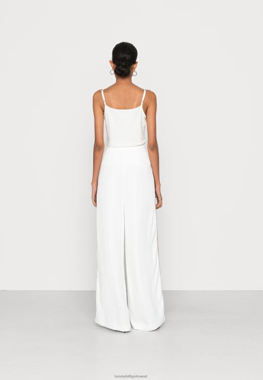 بيج فاتح Tommy Hilfiger أيقونات بنطال بشريط جانبي واسع الساق 446446023