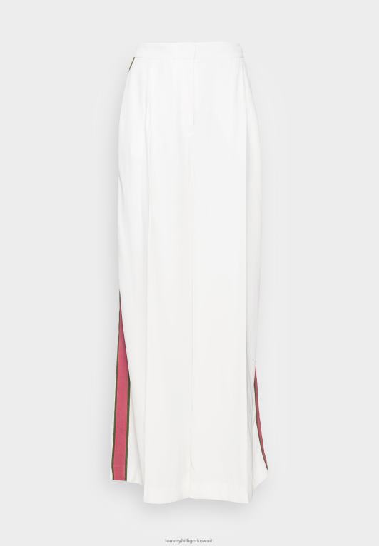 بيج فاتح Tommy Hilfiger أيقونات بنطال بشريط جانبي واسع الساق 446446023