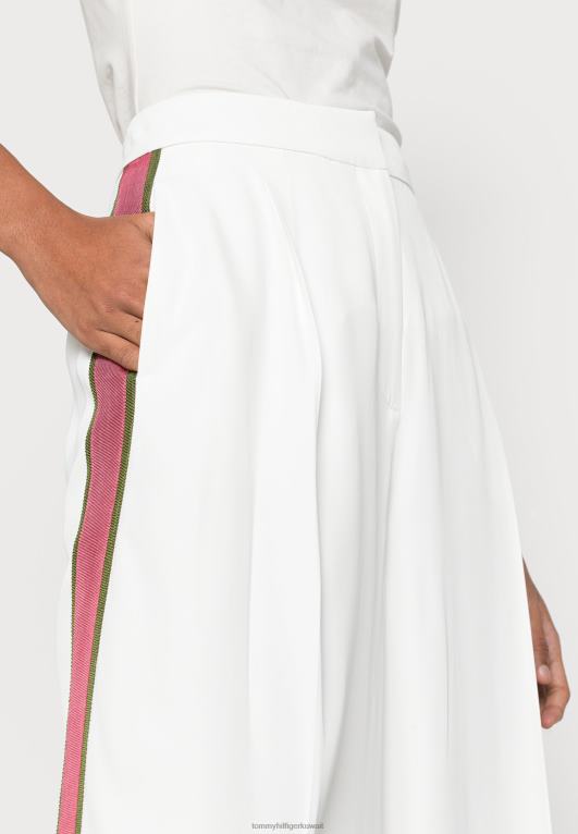 بيج فاتح Tommy Hilfiger أيقونات بنطال بشريط جانبي واسع الساق 446446023