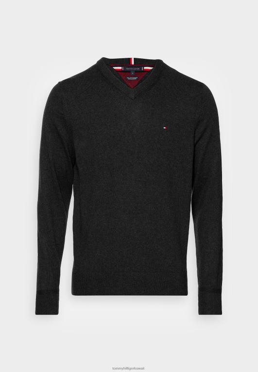 هيذر رمادي غامق Tommy Hilfiger بيما الخامس الرقبة البلوز 446446084