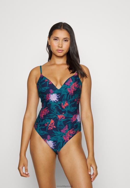 أزرق Tommy Hilfiger كوب مصبوب لملابس السباحة قطعة واحدة 446446097