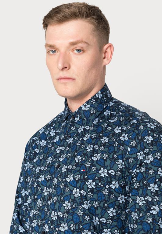 الأزرق الداكن Tommy Hilfiger قميص قميص مرن بطبعة زهور 446446101