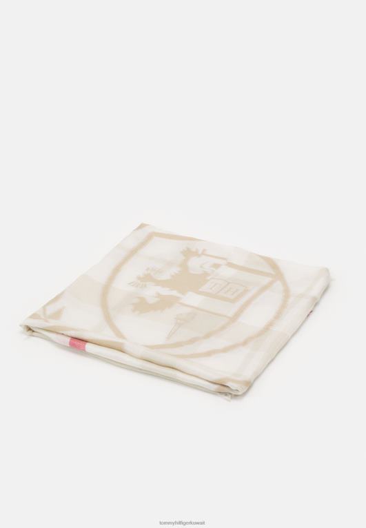 مزيج البيج Tommy Hilfiger أيقونات فولار وشاح مهدب 446446118