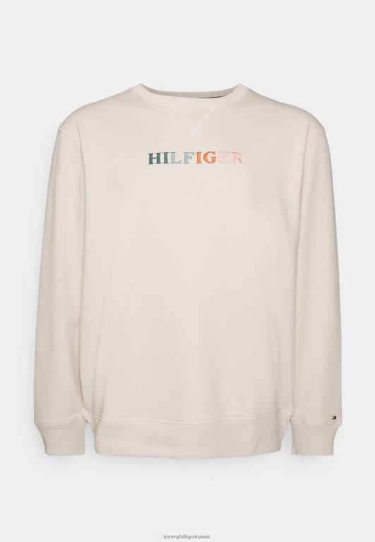 ريشة بيضاء Tommy Hilfiger سويت شيرت بياقة دائرية وخياطة متباينة 446446120