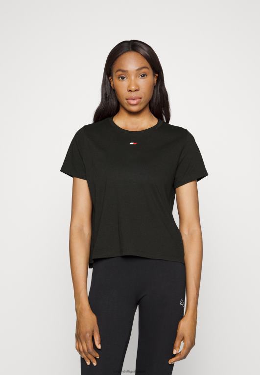 أسود Tommy Hilfiger تي شيرت رياضي أساسي عادي 446446157