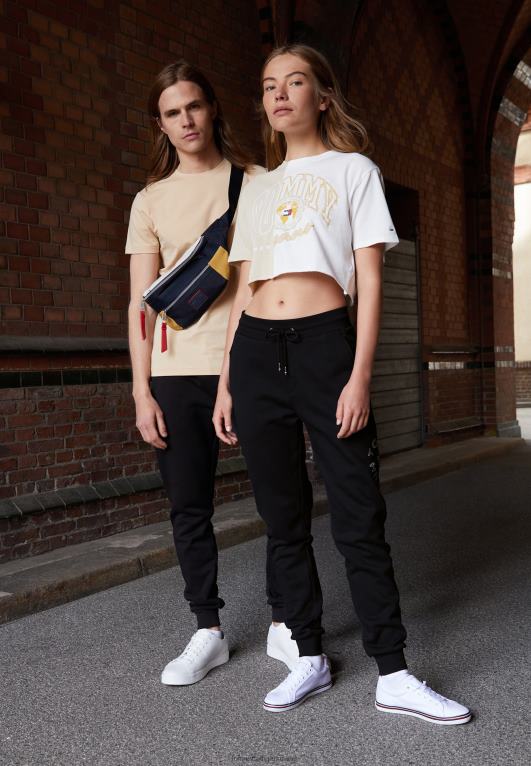 أسود Tommy Hilfiger بنطال رياضي برسومات دائرية وجزء سفلي من بدلة رياضية للجنسين 446446201