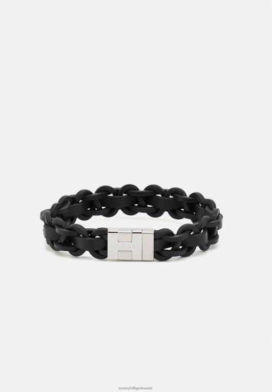 أسود/فضي اللون Tommy Hilfiger سوار عائلي مضفر مغناطيسي 446446205