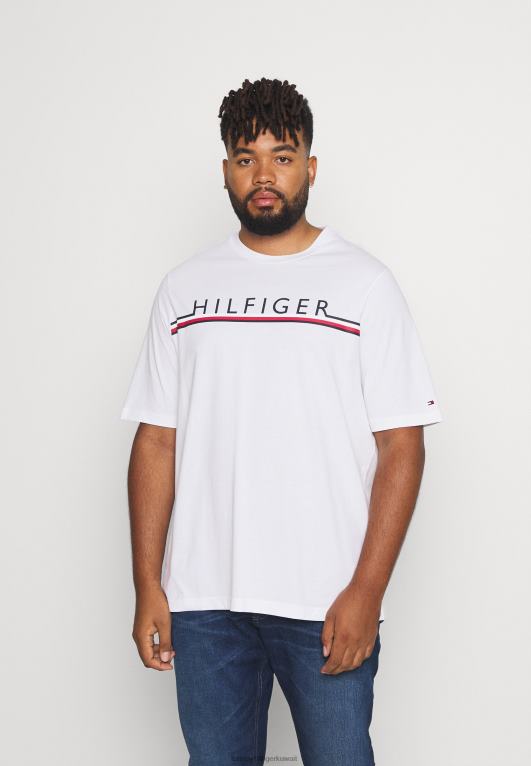 أبيض Tommy Hilfiger تي شيرت بطبعة شريطية من شركة كورب 446446219