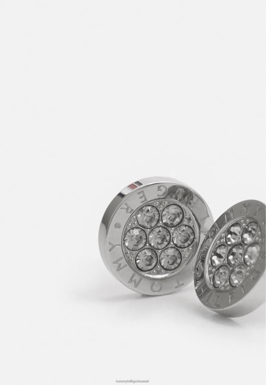 فضية اللون Tommy Hilfiger أقراط عائلة الكريستال 446446246