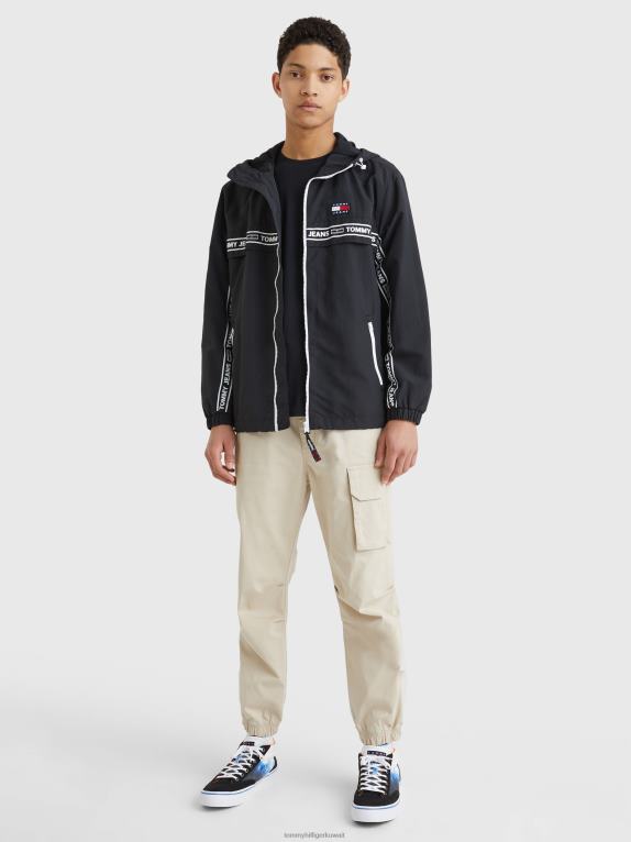 أسود Tommy Hilfiger سترة واقية بشريط شعار شيكاغو 44644625