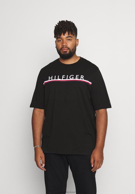 أسود Tommy Hilfiger تي شيرت بطبعة شريطية من شركة كورب 446446256