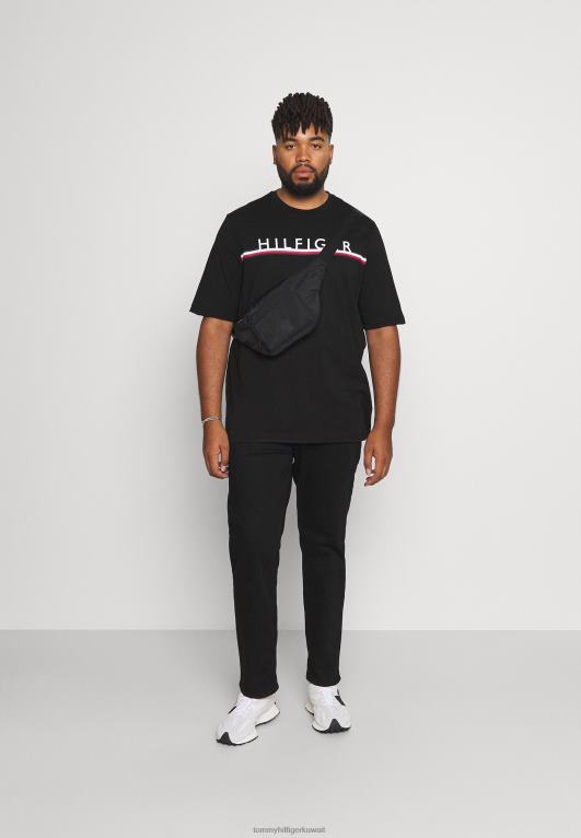 أسود Tommy Hilfiger تي شيرت بطبعة شريطية من شركة كورب 446446256