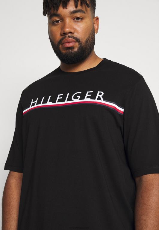 أسود Tommy Hilfiger تي شيرت بطبعة شريطية من شركة كورب 446446256