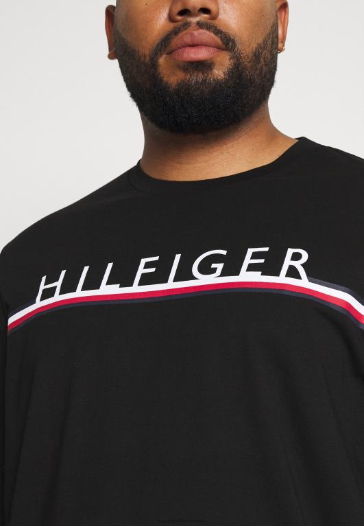 أسود Tommy Hilfiger تي شيرت بطبعة شريطية من شركة كورب 446446256