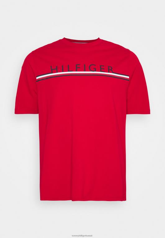 الأحمر الأساسي Tommy Hilfiger تي شيرت بطبعة شريطية من شركة كورب 446446257
