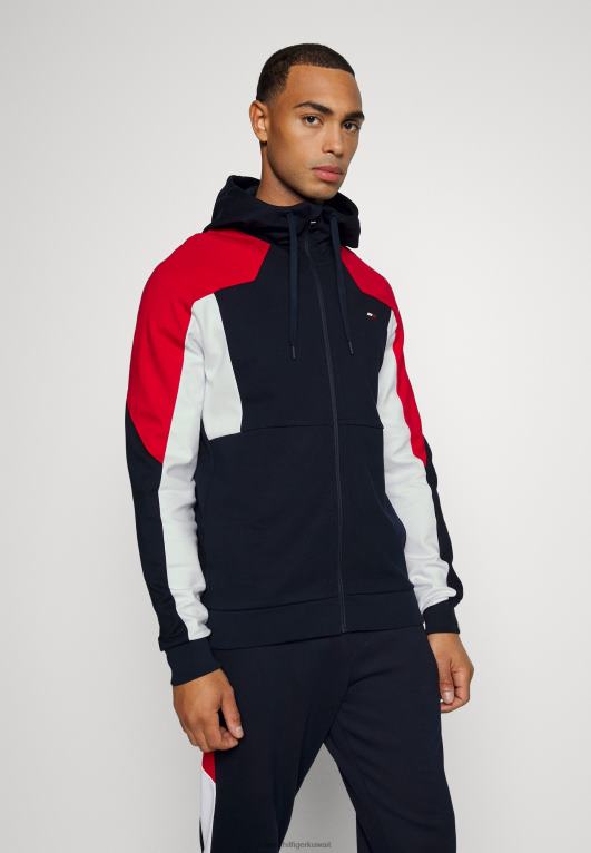 سماء الصحراء Tommy Hilfiger سويت شيرت بغطاء رأس وسحاب ملون 446446315