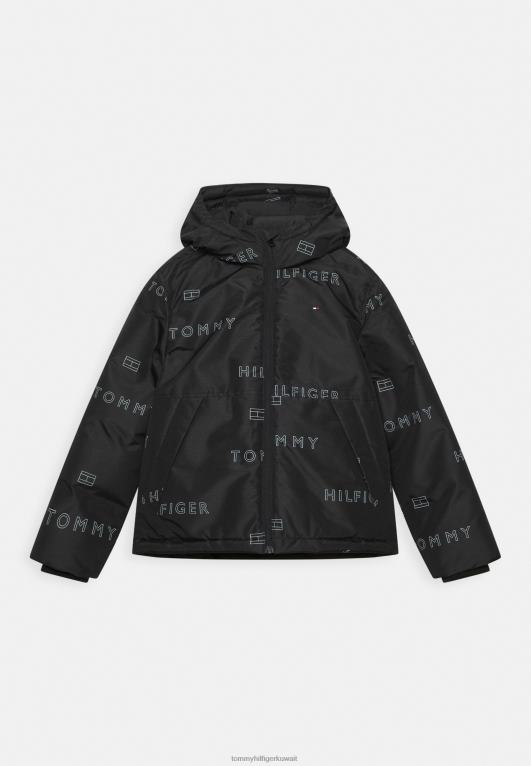 أسود Tommy Hilfiger شعار تكرار سترة خفيفة 446446345