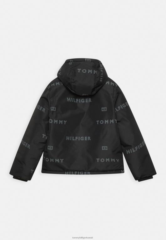 أسود Tommy Hilfiger شعار تكرار سترة خفيفة 446446345