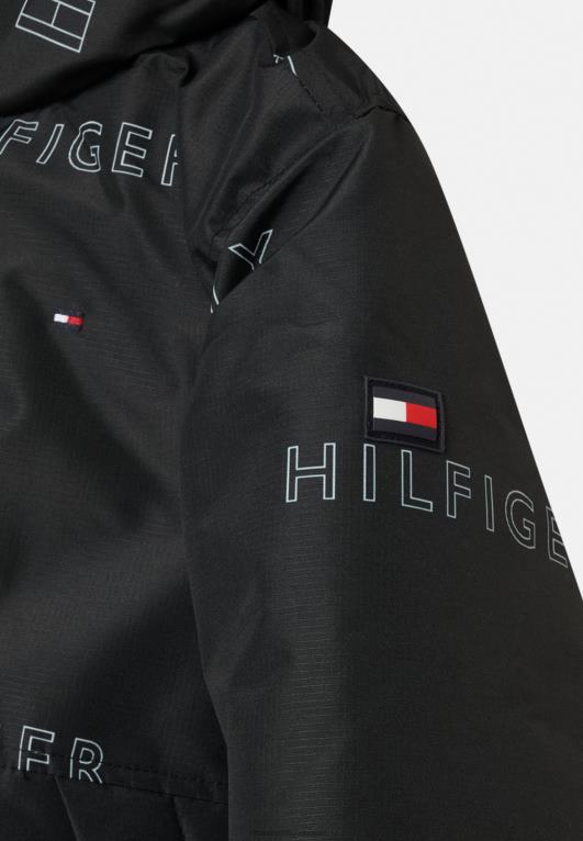 أسود Tommy Hilfiger شعار تكرار سترة خفيفة 446446345