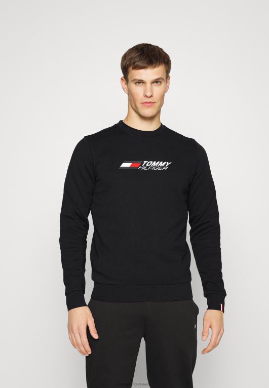 أسود Tommy Hilfiger سترة الطاقم الأساسية 446446371