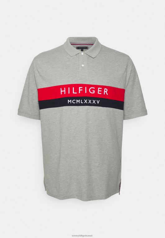 هيذر رمادي فاتح Tommy Hilfiger قميص بولو بشعار إمبرو 446446382
