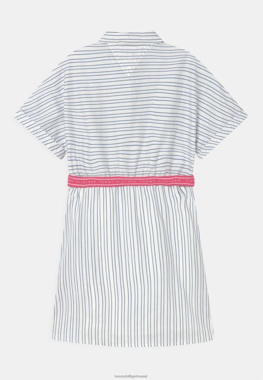 الأبيض القديم Tommy Hilfiger فستان قميص مخطط منظم 446446447