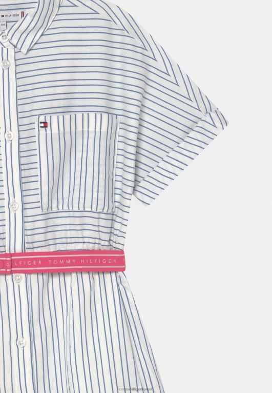 الأبيض القديم Tommy Hilfiger فستان قميص مخطط منظم 446446447