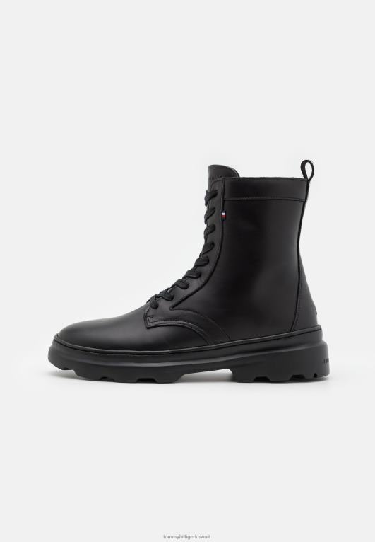 أسود Tommy Hilfiger أحذية الكاحل المريحة ذات الرقبة العالية والأربطة 446446454