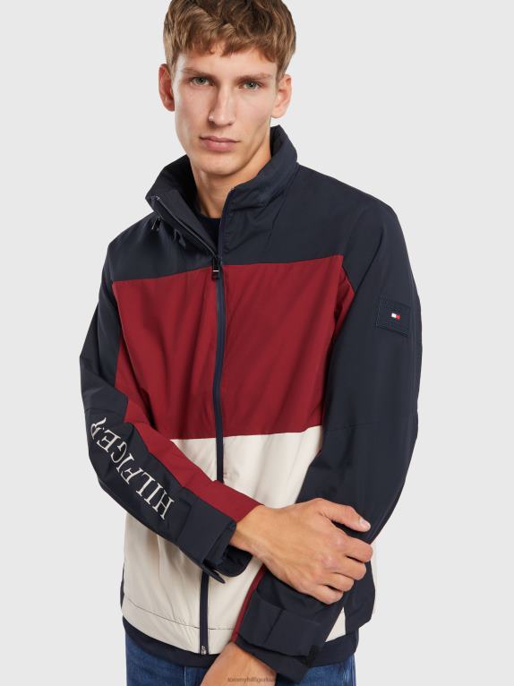 كتلة ألوان سماء الصحراء Tommy Hilfiger سترة واقية خفيفة الوزن بألوان الشراع 44644658