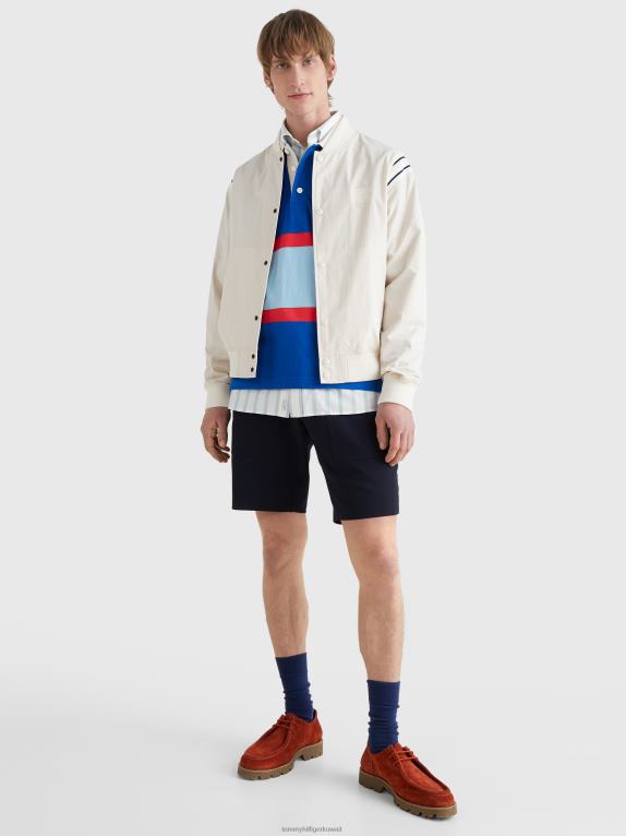 ريشة بيضاء Tommy Hilfiger سترة بومبر اسكواش مخططة على الكتف 44644661