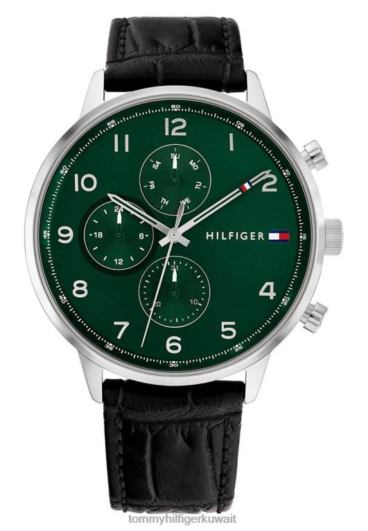 تمساح أسود/فضي/أخضر Tommy Hilfiger ساعة ليونارد كرونوغراف 446446646