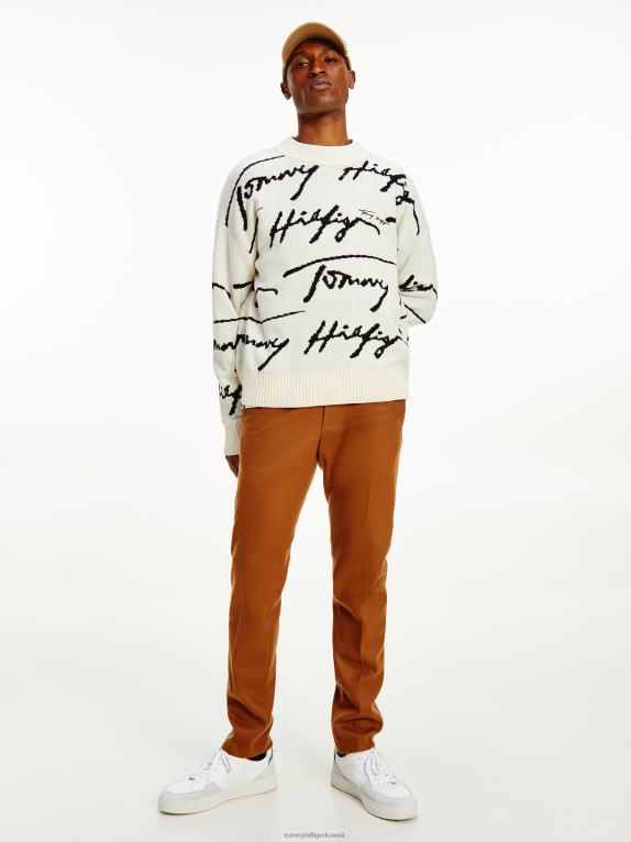 عاج Tommy Hilfiger كنزة مرتفعة بشعار التوقيع 44644690