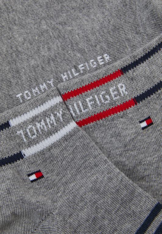 مزيج رمادي متوسط Tommy Hilfiger جوارب رجالية ربع بريتون مخططة، عبوة من قطعتين 446446988