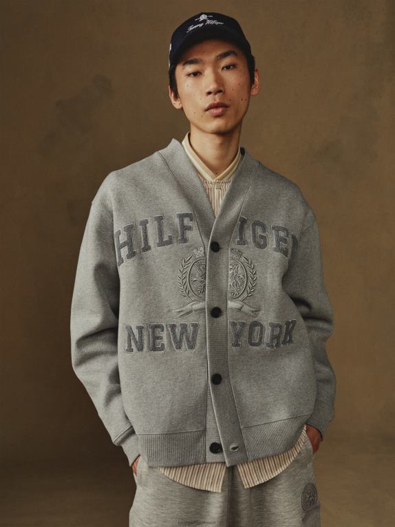 هيذر رمادي متوسط Tommy Hilfiger سترة صوفية جاهزة للتطريز 44644699