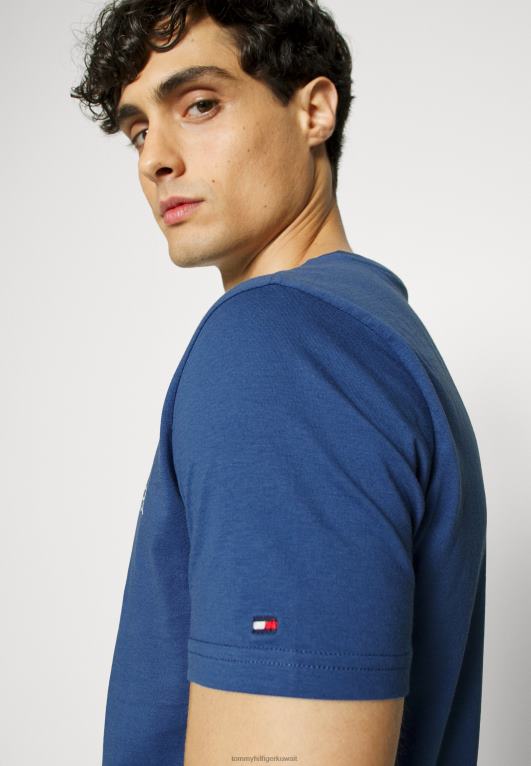 الأزرق البنزين Tommy Hilfiger تي شيرت بيجامة بشعار الماركة 446447055