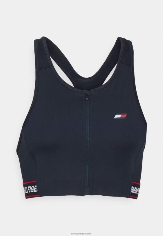 شريط ذو علامة تجارية لسماء الصحراء Tommy Hilfiger حمالة صدر رياضية متوسطة الدعم بسحاب من خلال الشريط 446447097